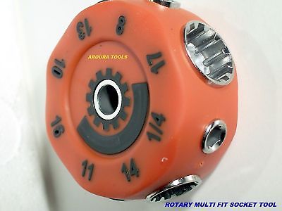 ROTARY SOCKET TOOL- 8 pc MULTI-FIT SOCKETS IN 1 - New.