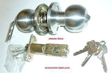DOOR LOCK KIT WITH KEYED ENTRY - STAINLESS STEEL COLOUR FINISH- NEW IN PACK.