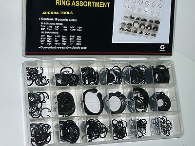 RETAINING RINGS ASSORTMENT KIT 285 pc IN PLASTIC STORAGE CASE- NEW