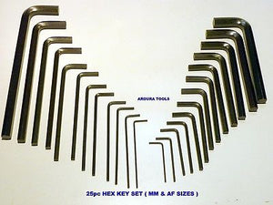 HEX KEYS 25 PC SET MM & SAE SIZES - NEW.