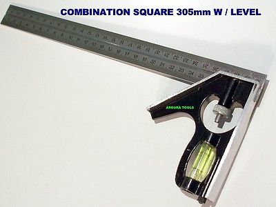 COMBINATION SQUARE ALL METAL 305mm RULE WITH LEVEL & SCRIBE- NEW