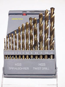 DRILL BITS- HSS -Titanium surface coated -13pce SET ( 2 to 8 mm sizes )- NEW .