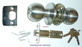 DOOR LOCK KIT WITH KEYED ENTRY - STAINLESS STEEL COLOUR FINISH- NEW IN PACK.