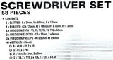 SCREWDRIVER KIT 58 PC Cr V STEEL- IN CARRY CASE- BRAND NEW.