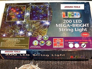 200 LED STRING LIGHTS 24 V Multicolored  / WHITE WITH 8 FUNCTION CONTROLLER - NEW