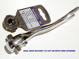 DUAL HEAD RATCHET 1/4" & 3/8" DR WITH FORK SPANNER NEW.