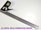 COMBINATION SQUARE ALL METAL 305mm RULE WITH LEVEL & SCRIBE- NEW