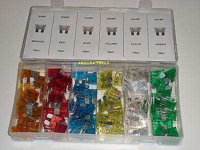 CAR FUSES WEDGE TYPE 120 pc KIT - NEW IN STORAGE CASE.
