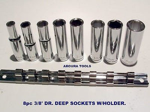 SOCKET SET METRIC DROP FORGED DEEP SOCKETS 9 pc SET 3/8" DRIVE CHROME FINISH  NEW