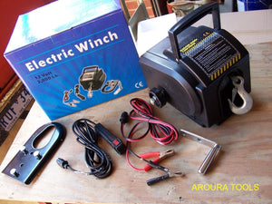 WINCH PORTABLE 12 VOLT ELECTRIC 1700 LB PULLING WITH REMOTE CONTROL LEAD - NEW
