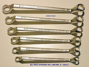 RING SPANNERS 6 pc SET ( METRIC 8 - 19 mm ) NEW