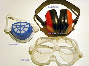SAFETY GEAR 3 PC KIT - EYE, EAR , NOSE & MOUTH PROTECTION- BRAND NEW