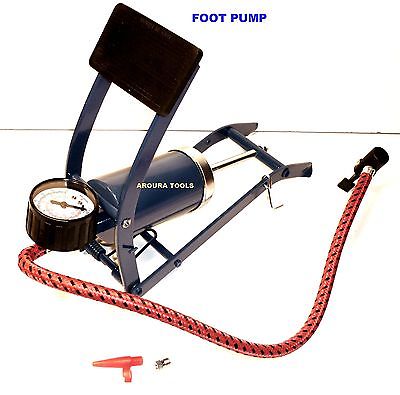 FOOT AIR PUMP WITH PRESSURE GAUGE-PUMPS TYRES, BALLS, INFLATABLE TOYS -  NEW.