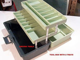 TOOL BOX, FISHING TACKLE BOX, SEWING KIT BOX WITH 2 TRAYS & DIVIDERS - NEW