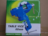 VICE 65 mm STEEL WITH TABLE CLAMP SWIVEL BASE AND ANVIL- NEW IN BOX