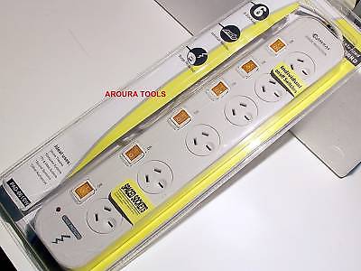 POWER BOARD 6 WAY WITH SWITCHES + SURGE + EXTRA SPACING- NEW