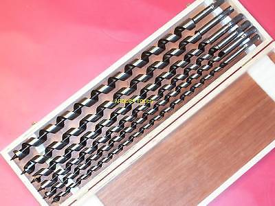 WOOD DRILL BITS, AUGER BITS 460 mm LONG  6 pc  SET NEW IN WOOD CASE