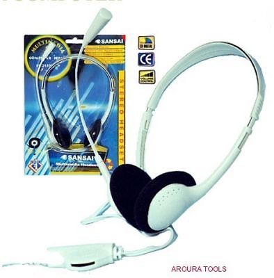 INTERNET CHAT HEADPHONES WITH MICROPHONE & VOLUME CONTROL - NEW