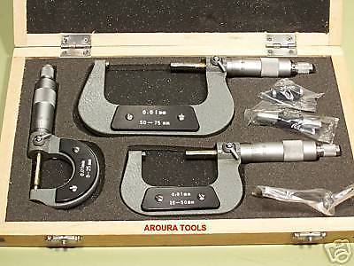 MICROMETERS  SET 3 PC ( 0 - 75 mm ) - NEW IN BOX