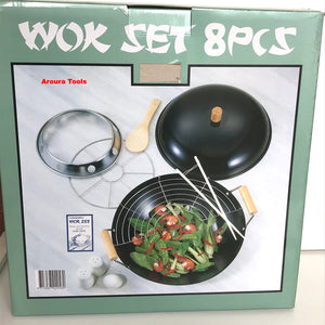 8pc WOK Set Non-Stick with Lid & Accessories 36cm - Brand New in Box